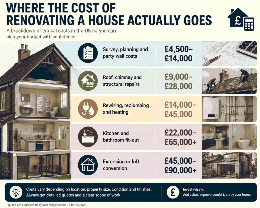 where the cost of renovating a house actually goes for a victorian terrace renovation