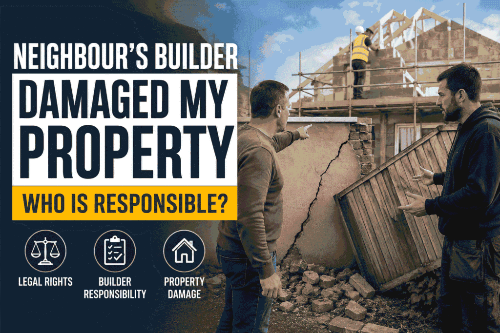 neighbours roofer damaged my roof uk — legal rights compensation claim process party wall act 2026
